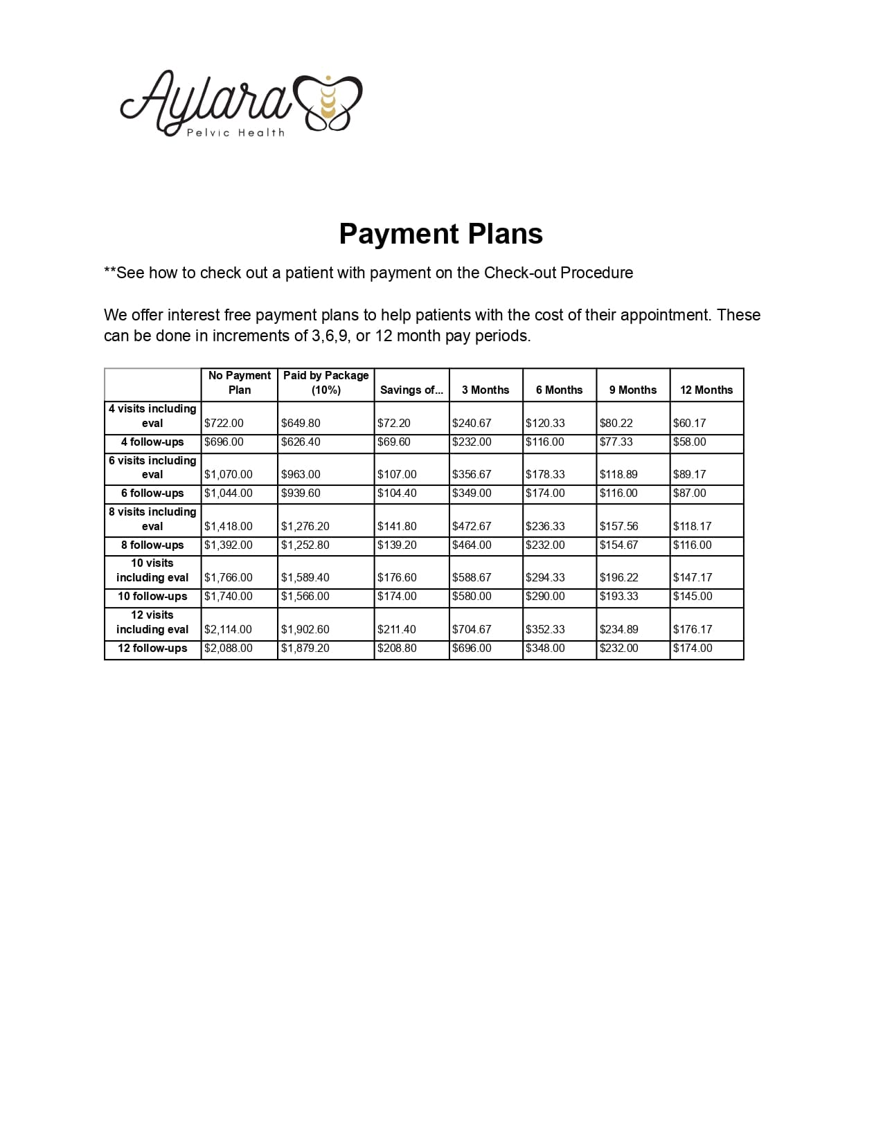 Payment Plans preview