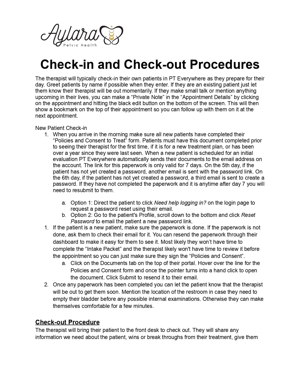 Check-in / Check-out preview